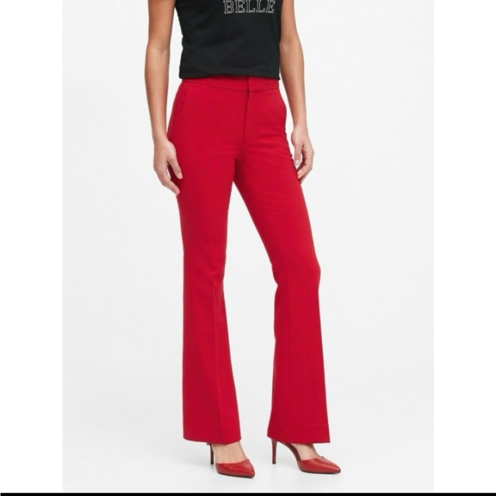 NWT Banana Republic Red High Rise Flare Dress Pants Womens 4
